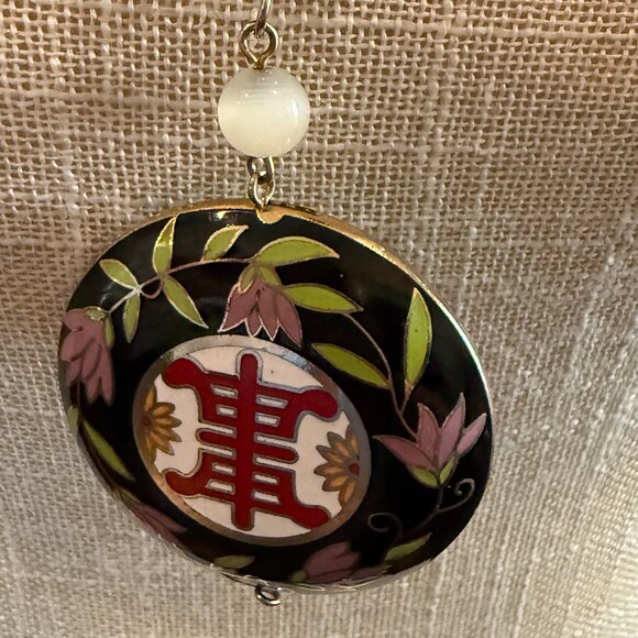 Cloisonne Lotus Blossom Necklace on Cord - Picture 6 of 7